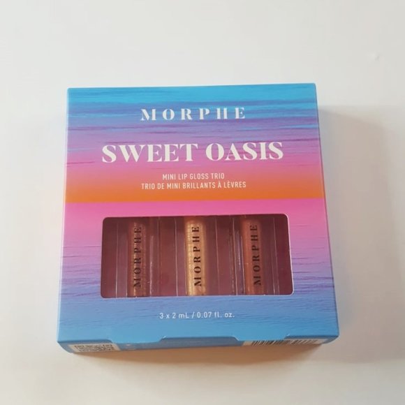 Morphe Sweet Oasis Mini Lip Gloss Trio Shimmering Golden Pink Apricot Rose BNIB - Picture 3 of 5